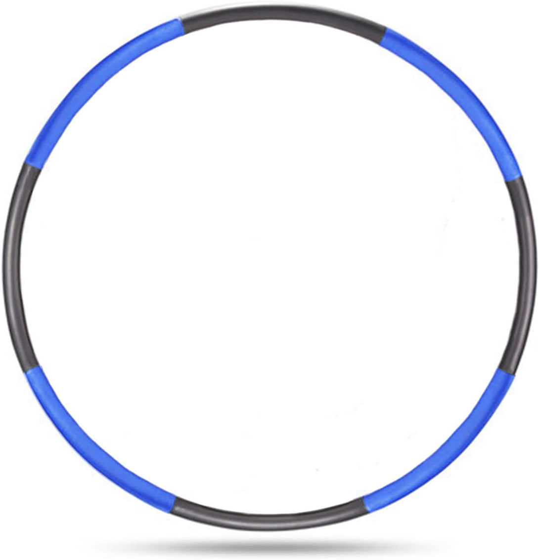 The BRIT DIAMOND Exercise Hula Hoop for Adults is an adjustable, weighted fitness hoop with blue and black padded sections, ideal for core and cardio workouts, shown isolated on a white background.