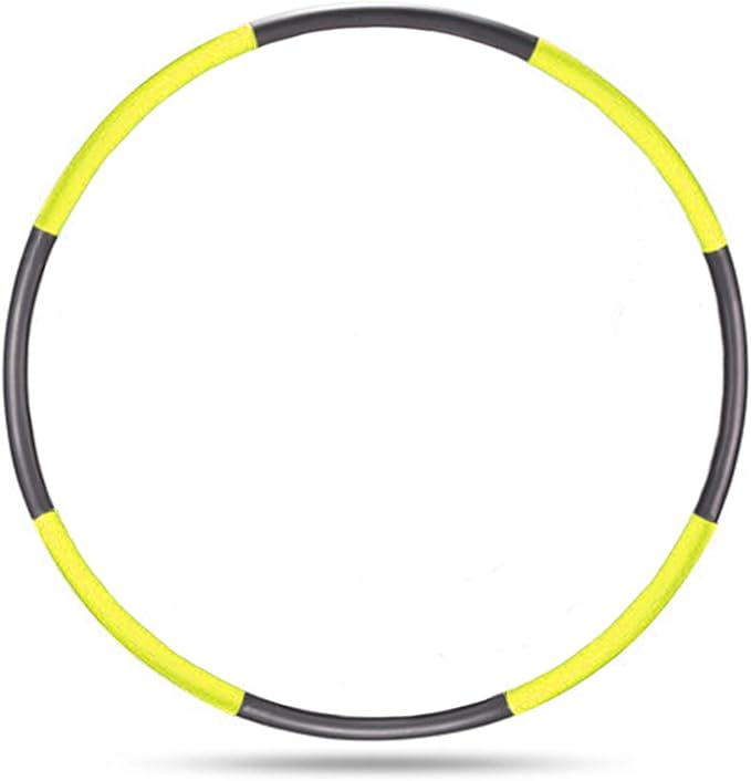 The BRIT DIAMOND Exercise Hula Hoop for Adults, an adjustable and weighted fitness tool for core and cardio workouts, features alternating black and yellow sections and is shown against a white background.