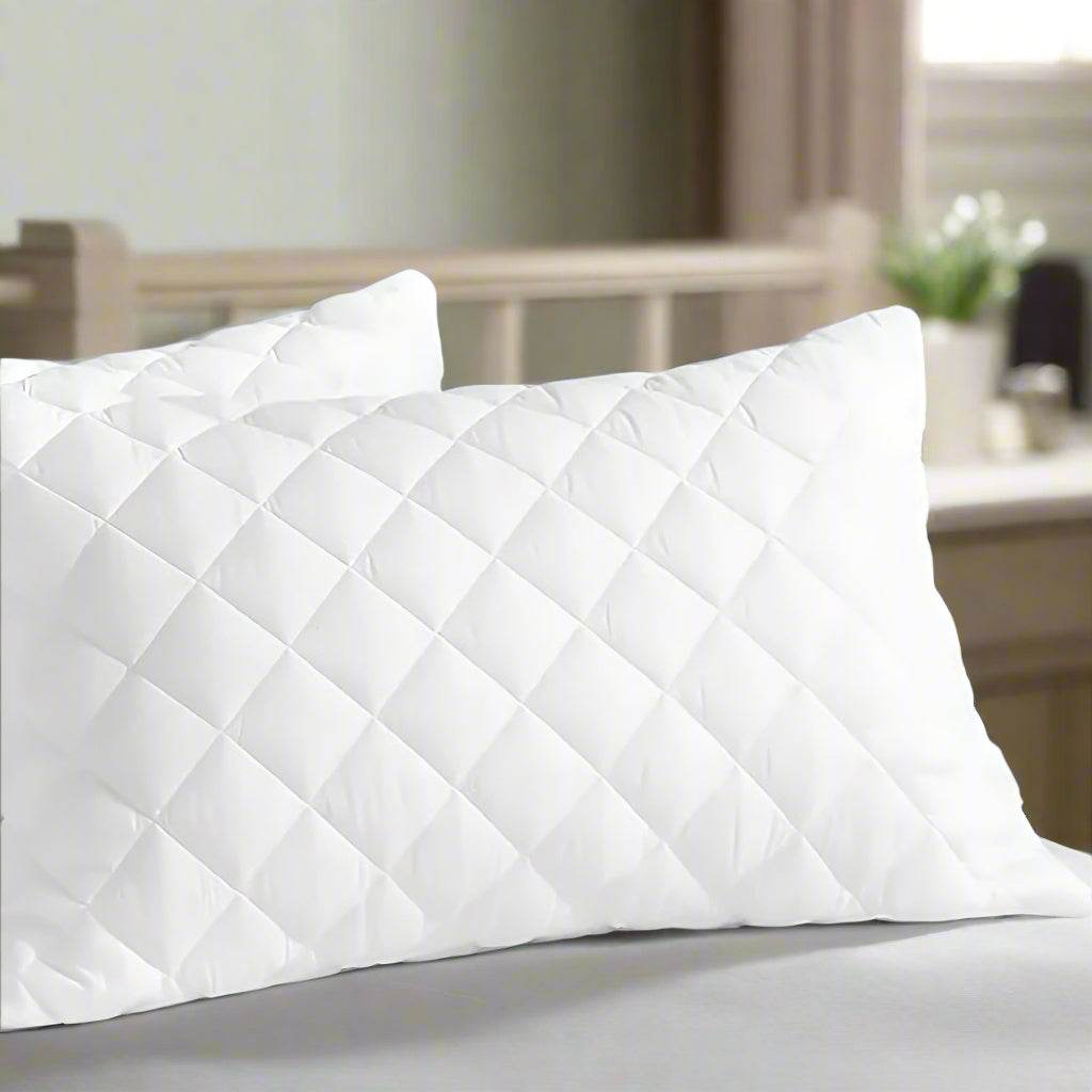 Quilted Pillow with Built-in Cover – Breathable, Anti-Bacterial & Dust-Mite Resistant - BRIT DIAMOND