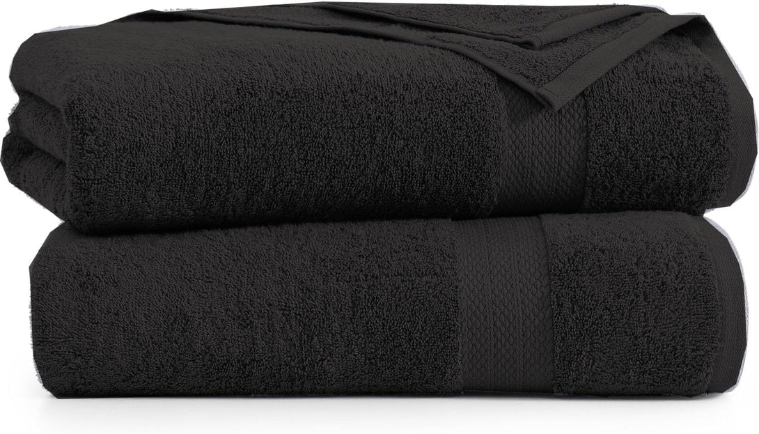 Two extra-large BRIT DIAMOND bath sheets (pack of 2) made from 100% premium cotton, featuring a textured surface and smooth edge band, are stacked against a white background. Ultra soft, quick-dry, and highly absorbent.