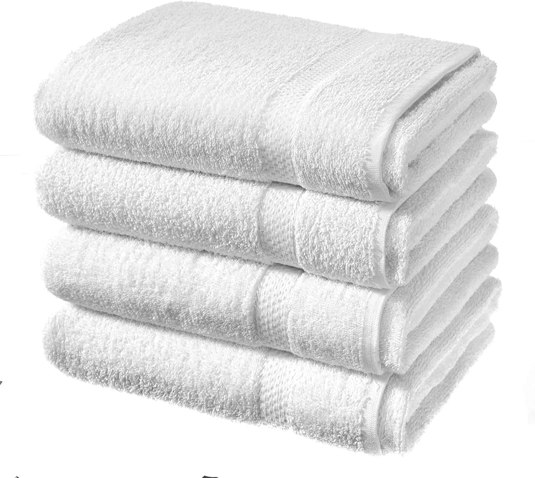 A neatly stacked pile of four BRIT DIAMOND 100% cotton bath sheets, soft and absorbent, folded uniformly against a plain background. Available as a pack of 2 or 4 in multiple colours.