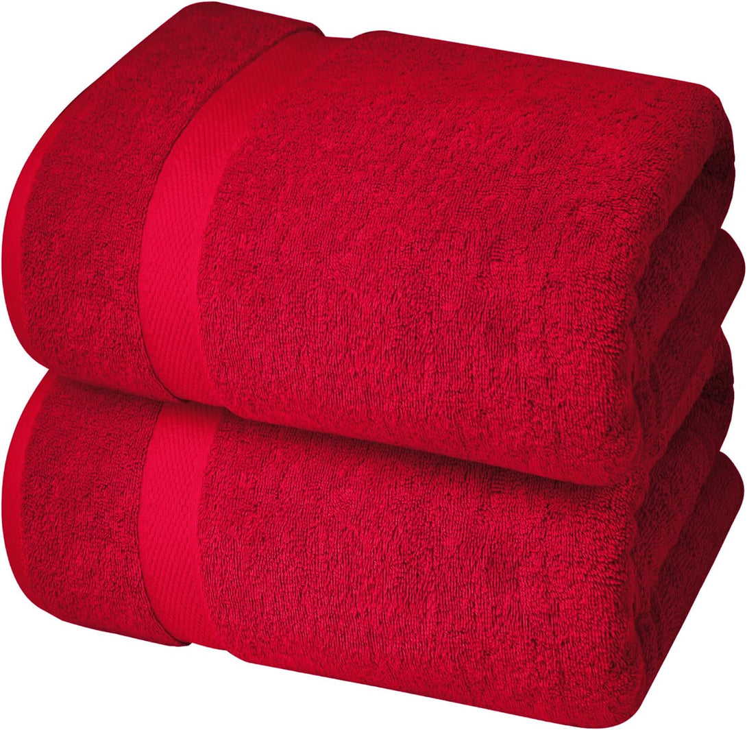 Two BRIT DIAMOND 100% cotton bath sheets, from the Soft & Absorbent pack of 2, are neatly stacked against a white background. These large towels come in multiple colours.