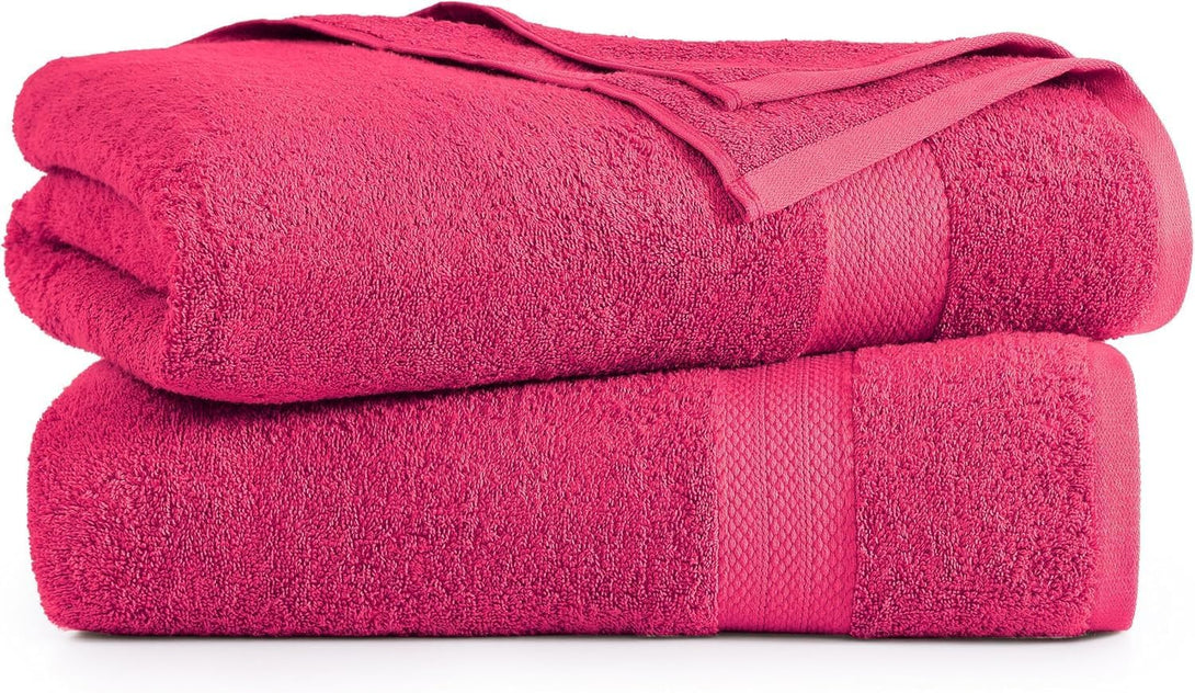 Two BRIT DIAMOND 100% cotton premium bath sheets are stacked on a white background. This pack of 2 large, ultra-soft, quick-dry towels features a textured surface and decorative bands—ideal for spa, gym, guest, or bathroom use.