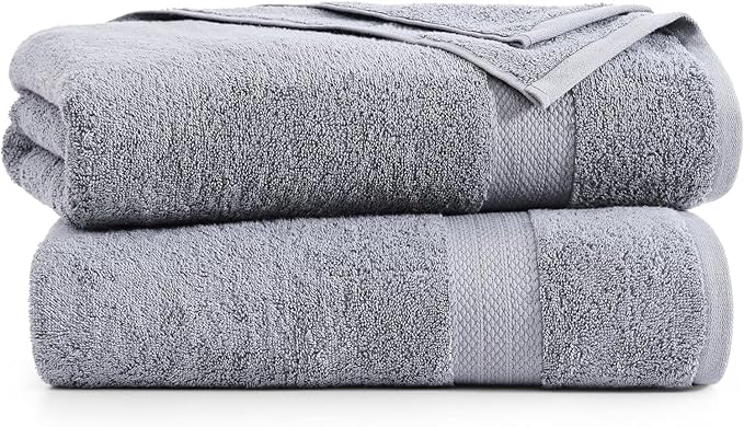 Two ultra-soft BRIT DIAMOND bath sheets, made from 100% cotton, are stacked against a white background. These large, quick-dry towels feature a decorative textured band and come as a pack of 2, ideal for spa, gym, or bathroom use.