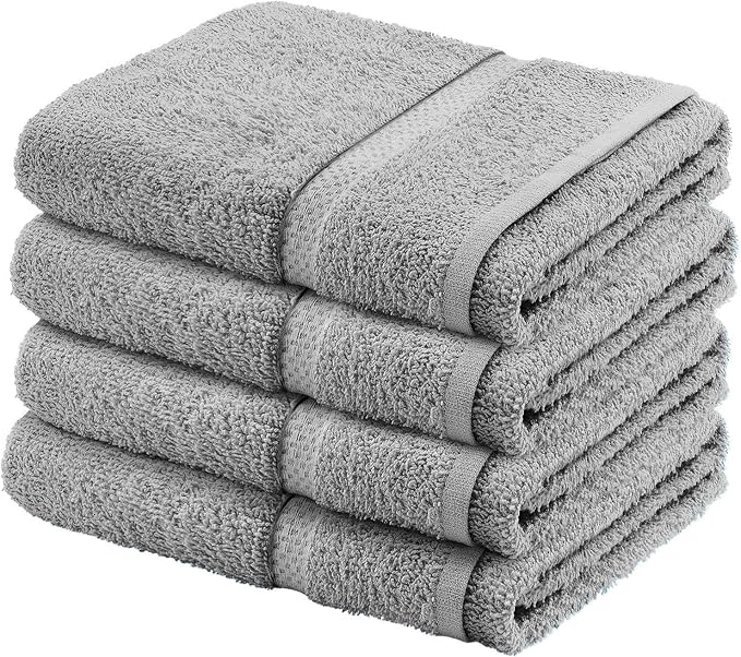 A pack of 4 BRIT DIAMOND soft, absorbent hand towels made from 100% cotton with a quick-dry textured surface and smooth bands—perfect for your bathroom.