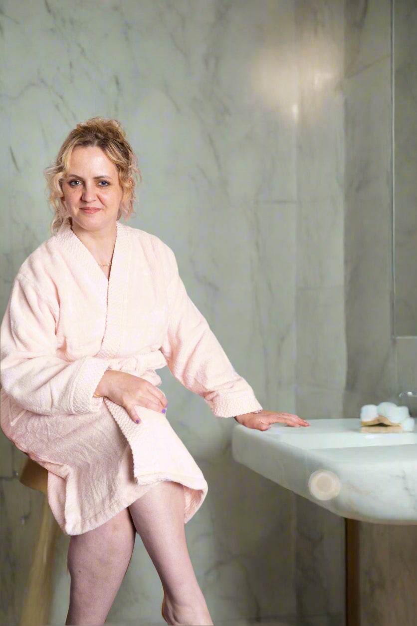 Kimono V-Neck Bathrobe | Lightweight V-Neck Spa Robe in Multiple Colors - BRIT DIAMOND