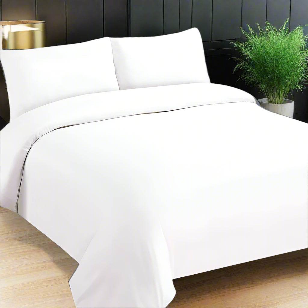 Plain 100% Poly Cotton Duvet Cover Set – 200 Thread Count – Single, Double & King Bedding - BRIT DIAMOND