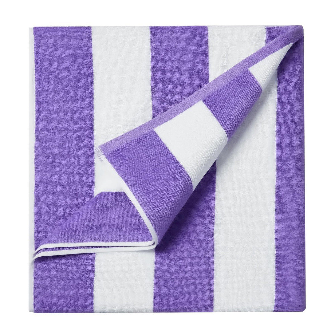 The BRIT DIAMOND Luxury Large Beach Towels Pack of 2 features soft, absorbent, and quick-dry premium cotton with wide purple and white stripes—perfect for the beach and available in multiple colours.