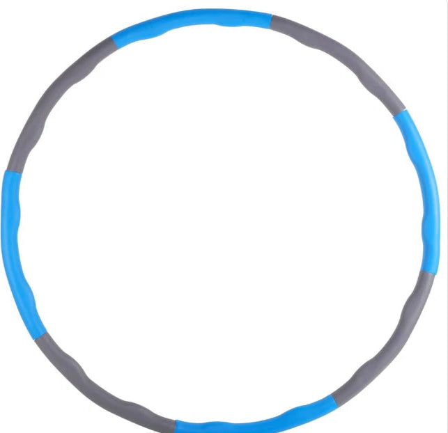 The BRIT DIAMOND Exercise Hula Hoop for Adults is an adjustable, weighted fitness hoop in blue and gray sections, arranged in a complete circle on a white background—perfect for core and cardio workouts.